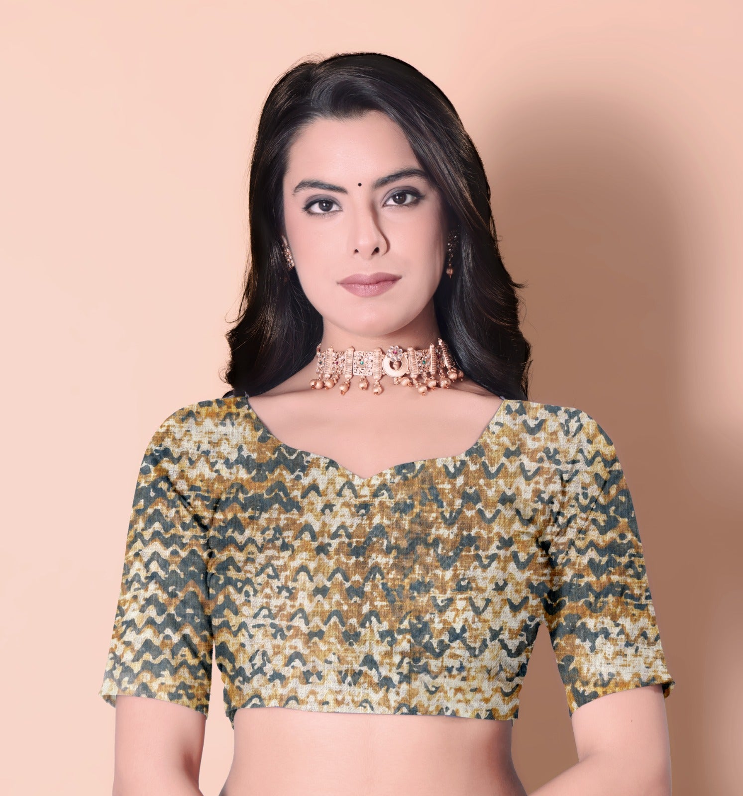 Floral Printed Zari Linen Saree