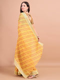 Floral Printed Zari Linen Saree