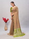 Womens Pure Mul Cotton Ajrakh Print Saree