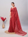 Womens Pure Mul Cotton Ajrakh Print Saree